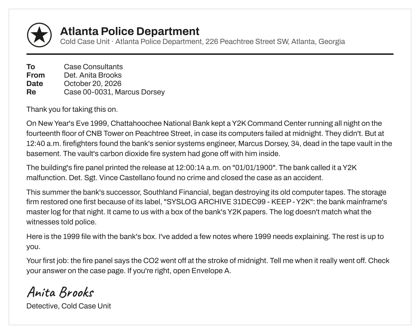 The detective's first memo