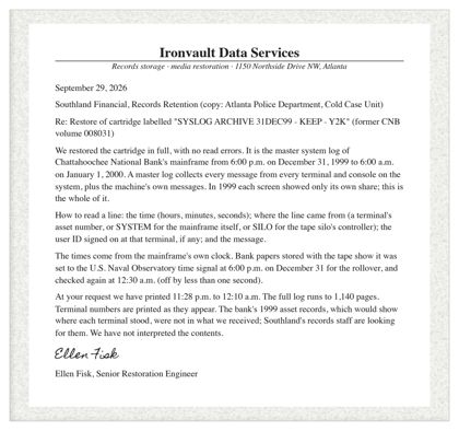 The restore technician's letter
