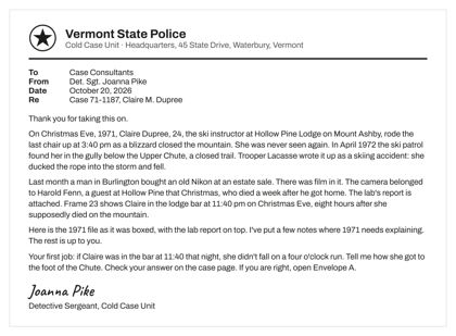 The detective's first memo