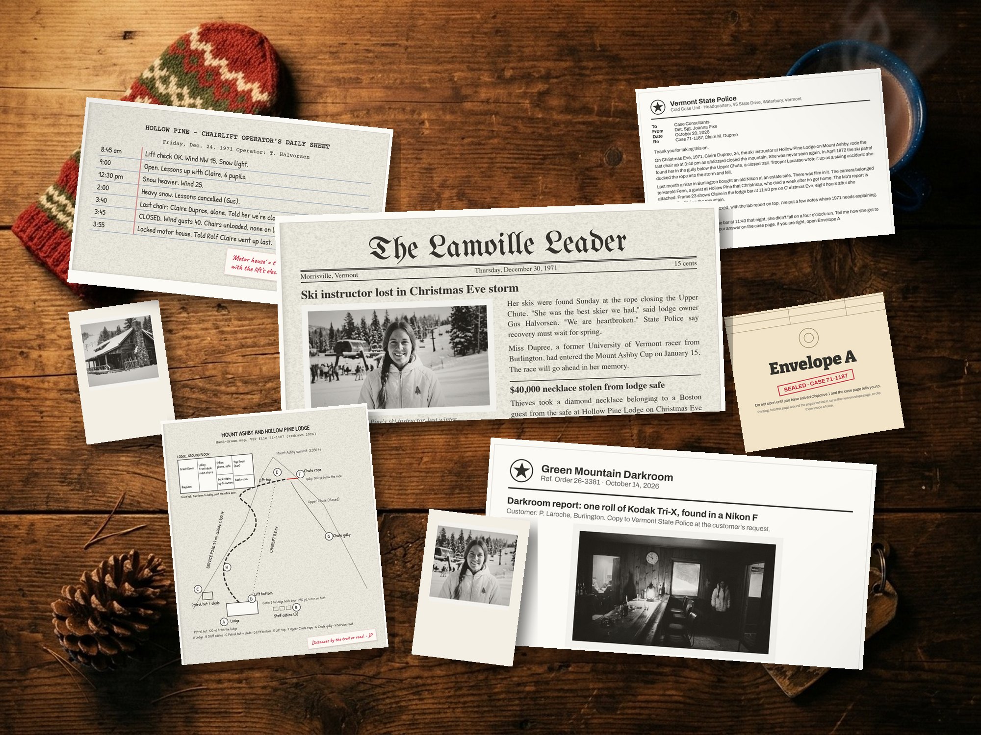 The Last Run: real printed pages from the case file on a desk