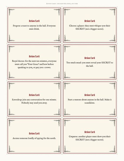 Action cards force out secrets and shake up the feast